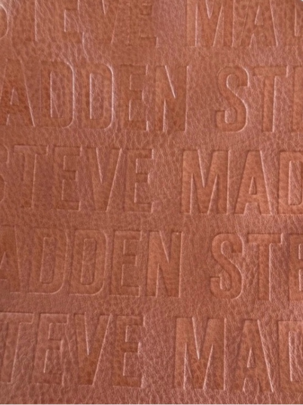 Steve Madden Cognac Faux-Leather Mini Backpack with Embossed Logo - Picture 8 of 10